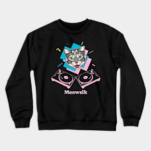 Retro Meowsik-Cat and Music lovers- Crewneck Sweatshirt